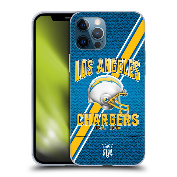 NFL Los Angeles Chargers Logo Art Football Stripes Soft Gel Case for Apple iPhone 12 Pro Max