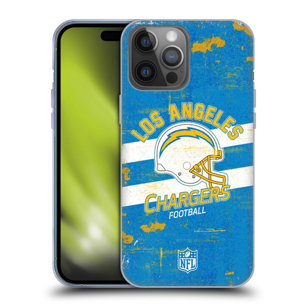 NFL Los Angeles Chargers Logo Art Helmet Distressed Soft Gel Case for Apple iPhone 14 Pro Max