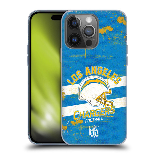 NFL Los Angeles Chargers Logo Art Helmet Distressed Soft Gel Case for Apple iPhone 14 Pro