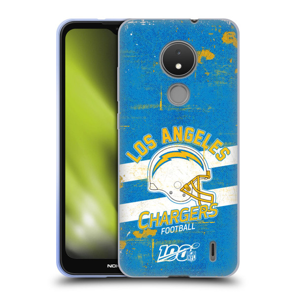 NFL Los Angeles Chargers Logo Art Helmet Distressed Soft Gel Case for Nokia C21