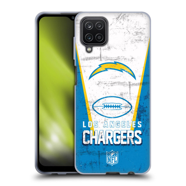 NFL Los Angeles Chargers Logo Art Banner Soft Gel Case for Samsung Galaxy A12 (2020)