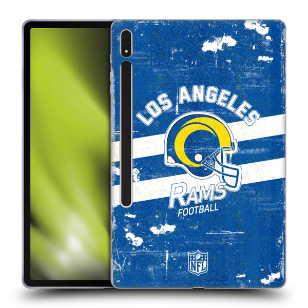 NFL Los Angeles Rams Logo Art Helmet Distressed Look 100th Soft Gel Case for Samsung Galaxy Tab S8 Plus
