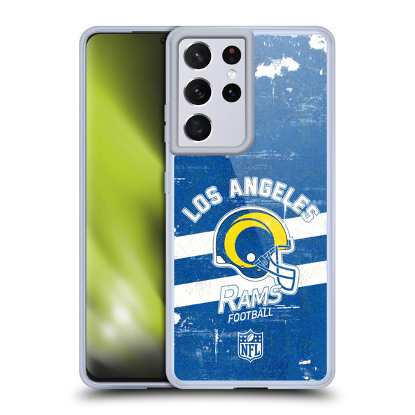 NFL Los Angeles Rams Logo Art Helmet Distressed Look 100th Soft Gel Case for Samsung Galaxy S21 Ultra 5G