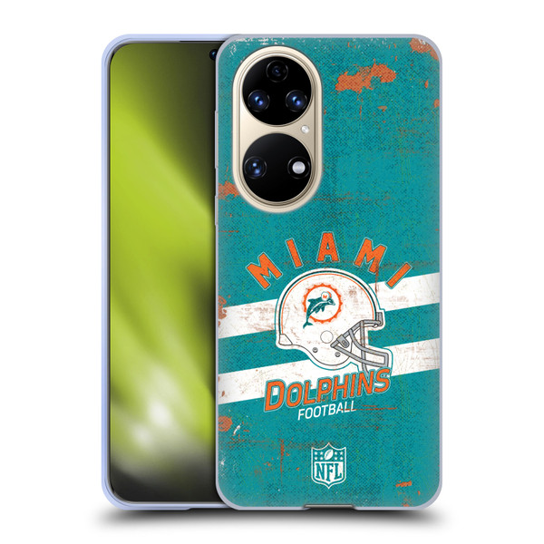 NFL Miami Dolphins Logo Art Helmet Distressed Soft Gel Case for Huawei P50