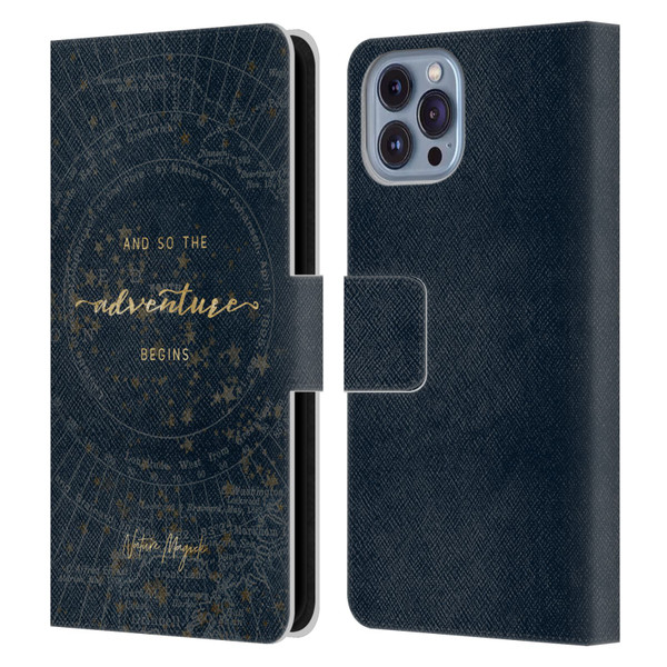 Nature Magick So The Adventure Begins Quote Star Map Leather Book Wallet Case Cover For Apple iPhone 14