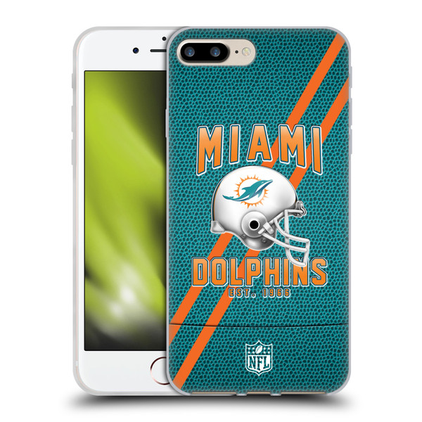NFL Miami Dolphins Logo Art Football Stripes Soft Gel Case for Apple iPhone 7 Plus / iPhone 8 Plus