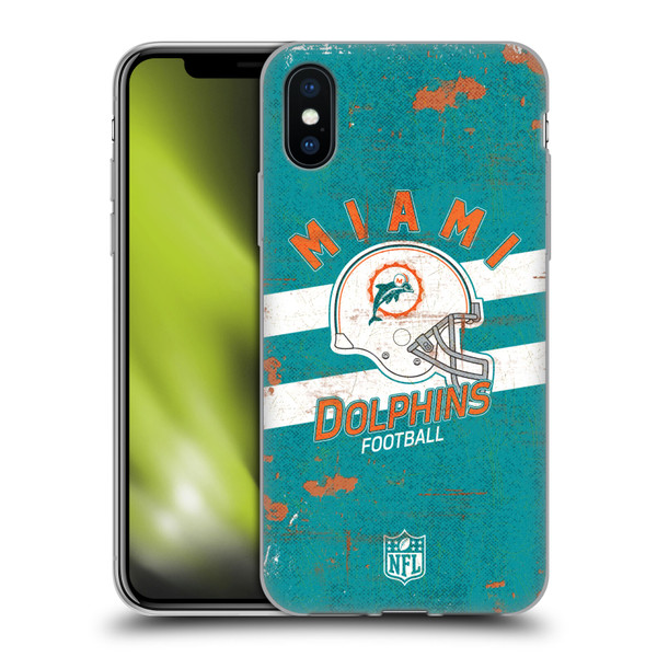 NFL Miami Dolphins Logo Art Helmet Distressed Soft Gel Case for Apple iPhone X / iPhone XS