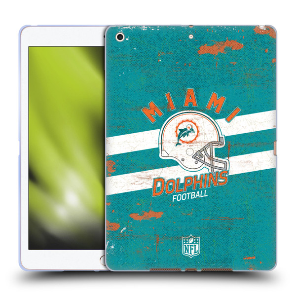 NFL Miami Dolphins Logo Art Helmet Distressed Soft Gel Case for Apple iPad 10.2 2019/2020/2021