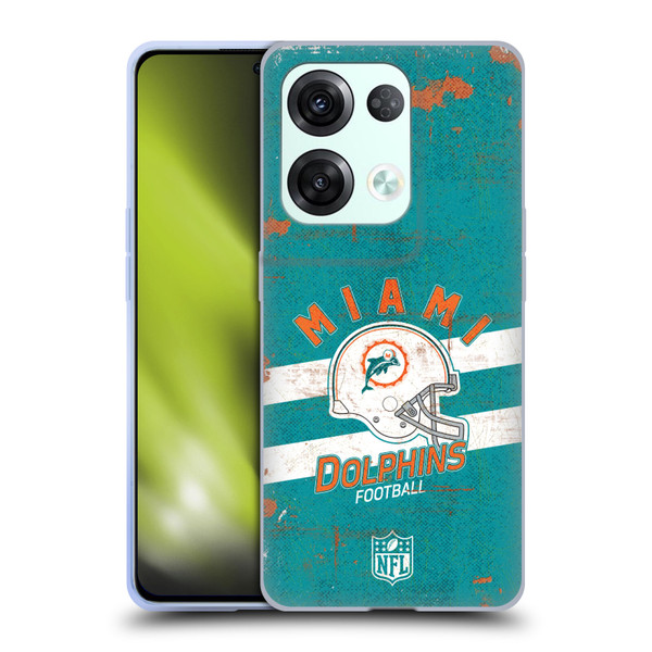 NFL Miami Dolphins Logo Art Helmet Distressed Soft Gel Case for OPPO Reno8 Pro