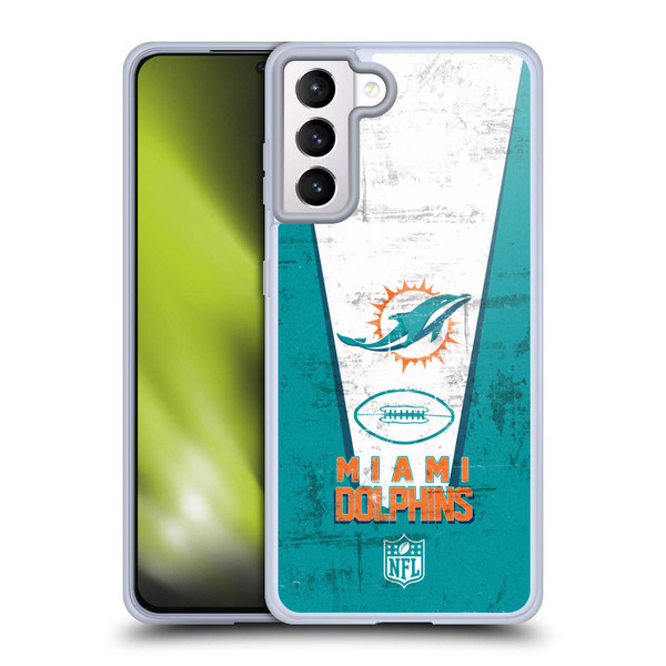 NFL Miami Dolphins Logo Art Banner Soft Gel Case for Samsung Galaxy S21+ 5G