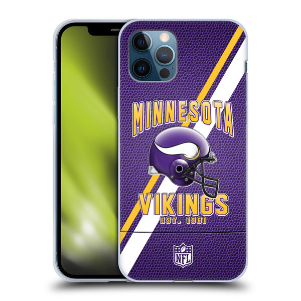 NFL Minnesota Vikings Logo Art Football Stripes Soft Gel Case for Apple iPhone 12 / iPhone 12 Pro