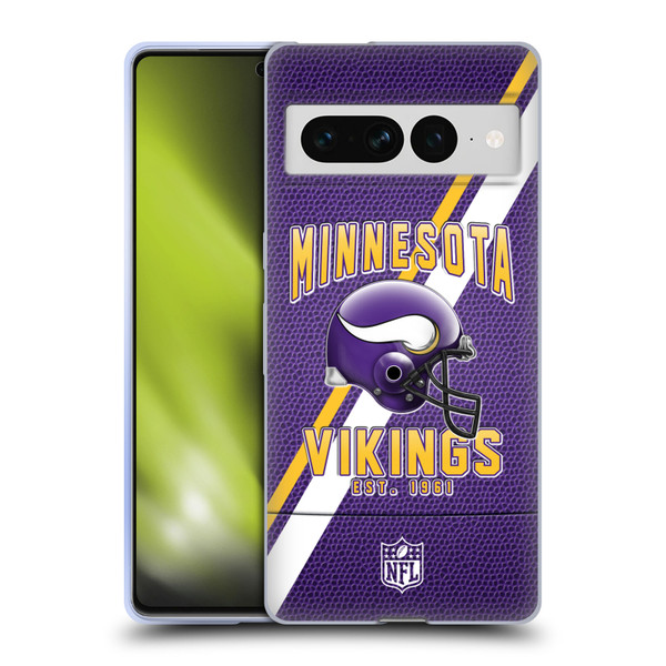 NFL Minnesota Vikings Logo Art Football Stripes Soft Gel Case for Google Pixel 7 Pro