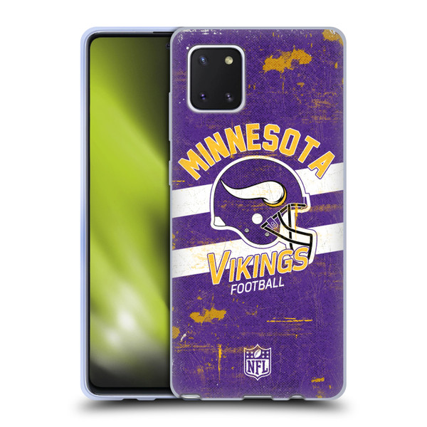 NFL Minnesota Vikings Logo Art Helmet Distressed Soft Gel Case for Samsung Galaxy Note10 Lite