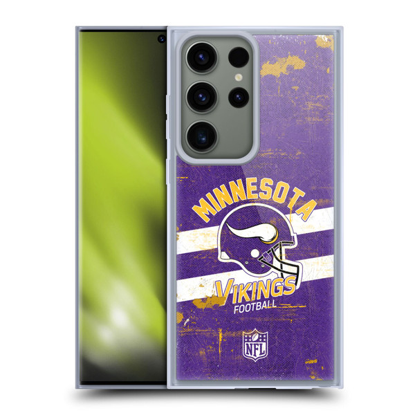 NFL Minnesota Vikings Logo Art Helmet Distressed Soft Gel Case for Samsung Galaxy S23 Ultra 5G