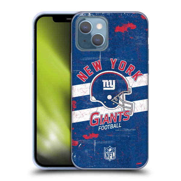 NFL New York Giants Logo Art Helmet Distressed Soft Gel Case for Apple iPhone 13