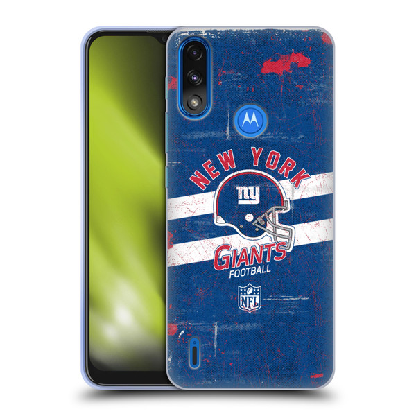 NFL New York Giants Logo Art Helmet Distressed Soft Gel Case for Motorola Moto E7 Power / Moto E7i Power