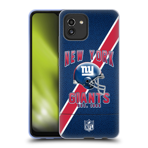 NFL New York Giants Logo Art Football Stripes Soft Gel Case for Samsung Galaxy A03 (2021)