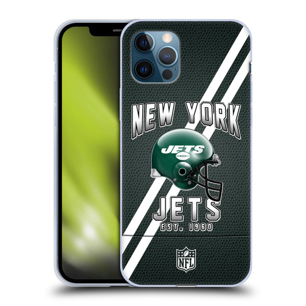 NFL New York Jets Logo Art Football Stripes Soft Gel Case for Apple iPhone 12 / iPhone 12 Pro