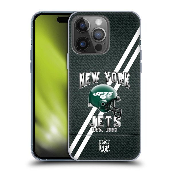 NFL New York Jets Logo Art Football Stripes Soft Gel Case for Apple iPhone 14 Pro