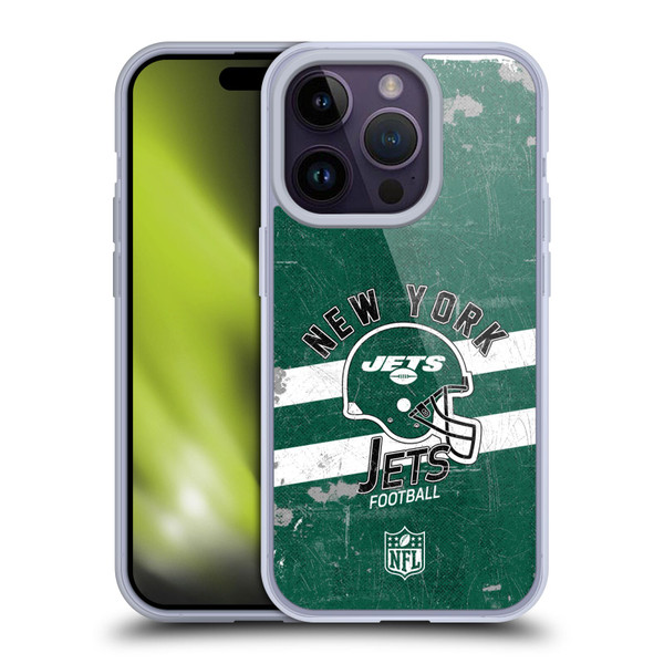 NFL New York Jets Logo Art Helmet Distressed Soft Gel Case for Apple iPhone 14 Pro