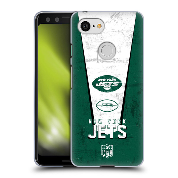 NFL New York Jets Logo Art Banner Soft Gel Case for Google Pixel 3