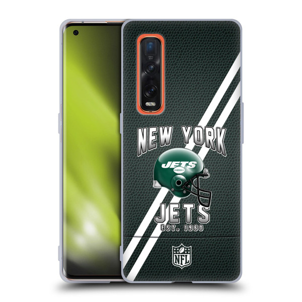 NFL New York Jets Logo Art Football Stripes Soft Gel Case for OPPO Find X2 Pro 5G