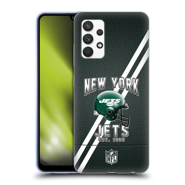 NFL New York Jets Logo Art Football Stripes Soft Gel Case for Samsung Galaxy A32 (2021)