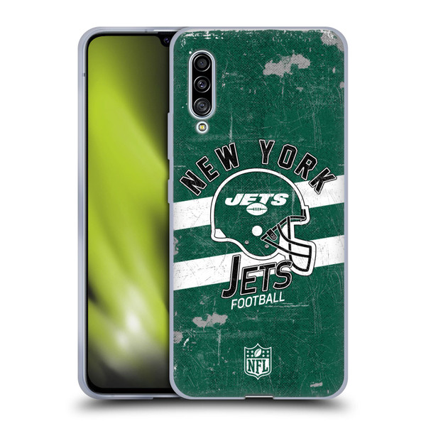 NFL New York Jets Logo Art Helmet Distressed Soft Gel Case for Samsung Galaxy A90 5G (2019)
