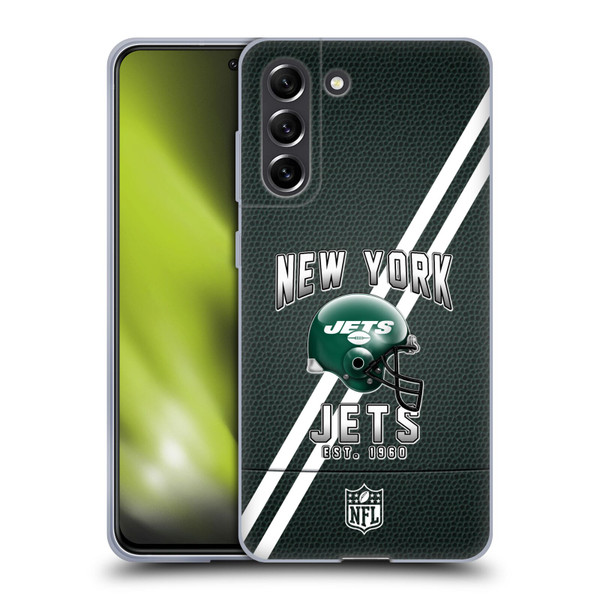 NFL New York Jets Logo Art Football Stripes Soft Gel Case for Samsung Galaxy S21 FE 5G