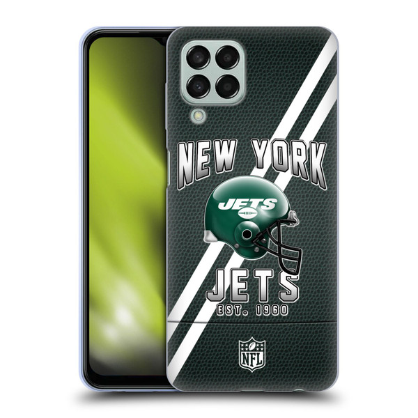NFL New York Jets Logo Art Football Stripes Soft Gel Case for Samsung Galaxy M33 (2022)