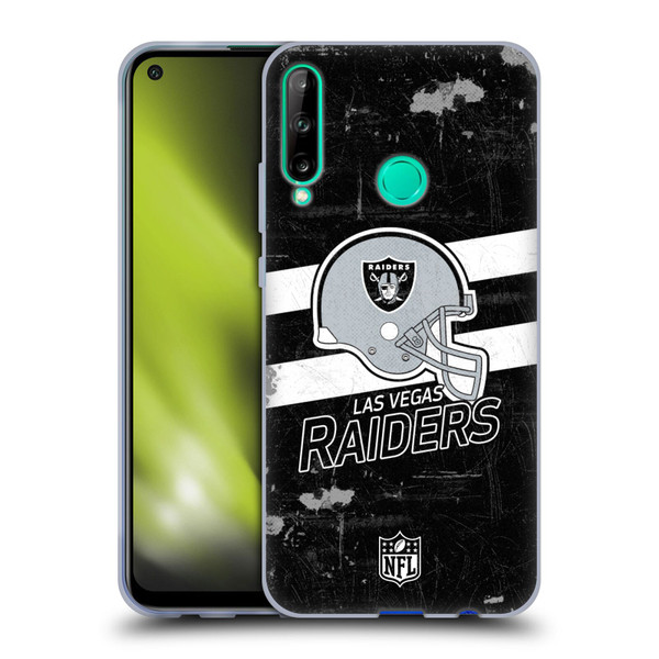 NFL Las Vegas Raiders Logo Art Helmet Distressed Look 100th Soft Gel Case for Huawei P40 lite E