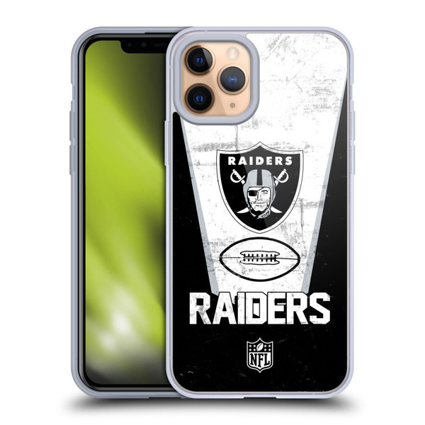 NFL Las Vegas Raiders Logo Art Banner 100th Soft Gel Case for Apple iPhone 11 Pro