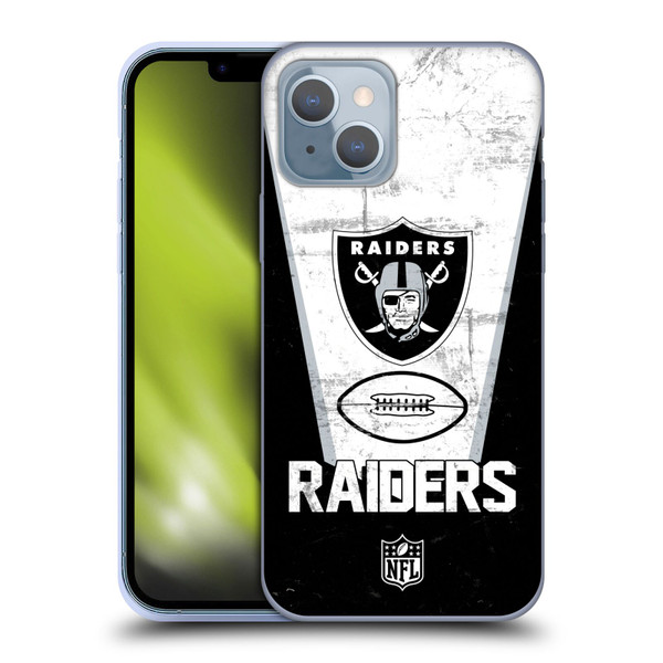 NFL Las Vegas Raiders Logo Art Banner 100th Soft Gel Case for Apple iPhone 14