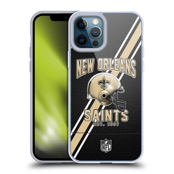 NFL New Orleans Saints Logo Art Football Stripes Soft Gel Case for Apple iPhone 12 Pro Max