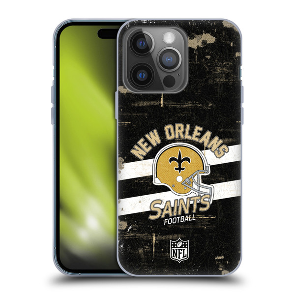 NFL New Orleans Saints Logo Art Helmet Distressed Soft Gel Case for Apple iPhone 14 Pro