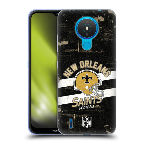 NFL New Orleans Saints Logo Art Helmet Distressed Soft Gel Case for Nokia 1.4