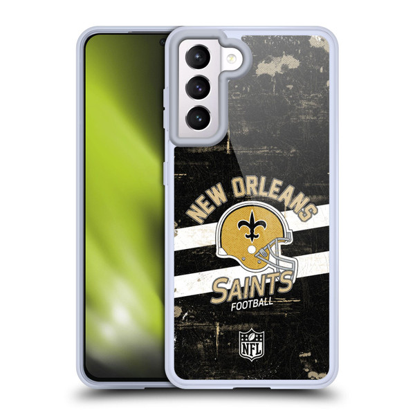 NFL New Orleans Saints Logo Art Helmet Distressed Soft Gel Case for Samsung Galaxy S21 5G