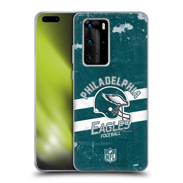 NFL Philadelphia Eagles Logo Art Helmet Distressed Soft Gel Case for Huawei P40 Pro / P40 Pro Plus 5G