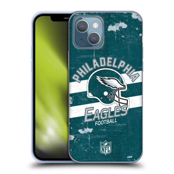NFL Philadelphia Eagles Logo Art Helmet Distressed Soft Gel Case for Apple iPhone 13