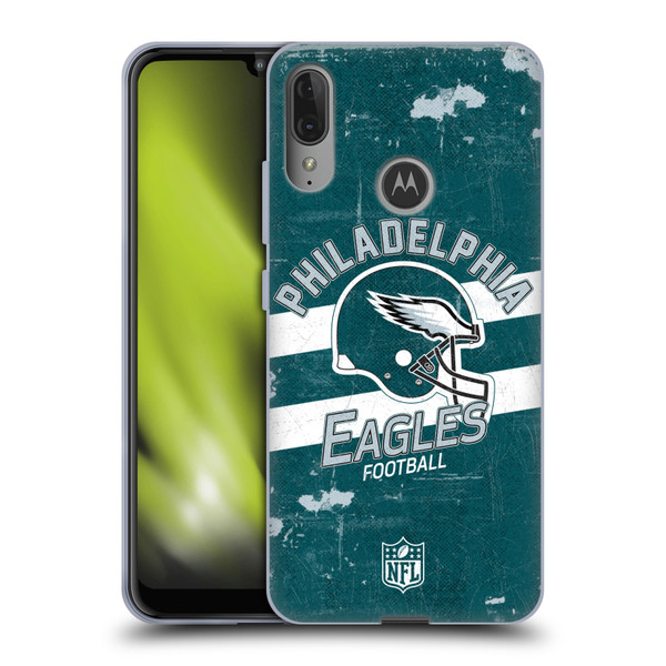 NFL Philadelphia Eagles Logo Art Helmet Distressed Soft Gel Case for Motorola Moto E6 Plus