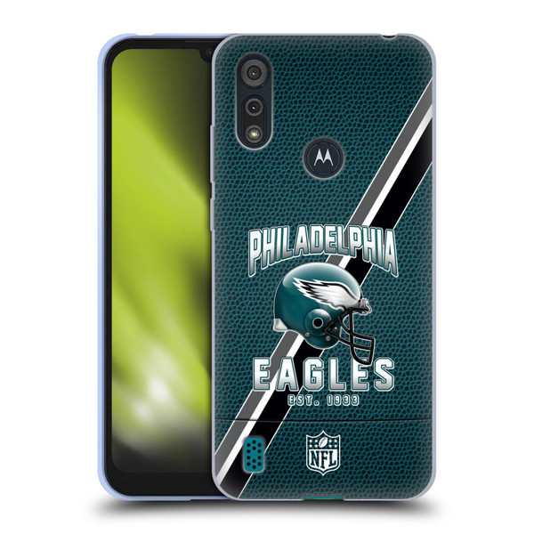 NFL Philadelphia Eagles Logo Art Football Stripes Soft Gel Case for Motorola Moto E6s (2020)