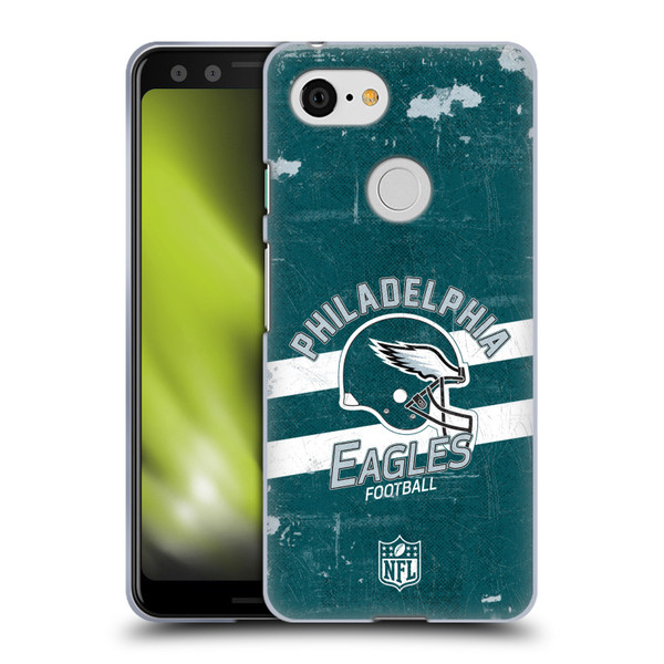 NFL Philadelphia Eagles Logo Art Helmet Distressed Soft Gel Case for Google Pixel 3