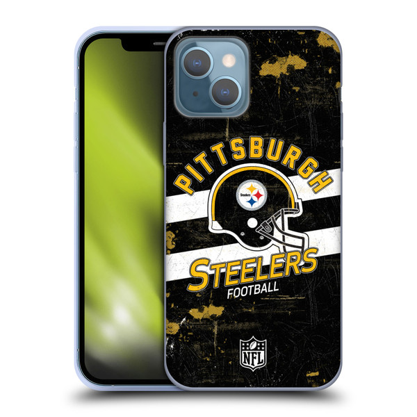 NFL Pittsburgh Steelers Logo Art Helmet Distressed Soft Gel Case for Apple iPhone 13
