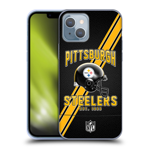 NFL Pittsburgh Steelers Logo Art Football Stripes Soft Gel Case for Apple iPhone 14