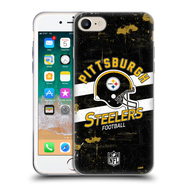 NFL Pittsburgh Steelers Logo Art Helmet Distressed Soft Gel Case for Apple iPhone 7 / 8 / SE 2020 & 2022