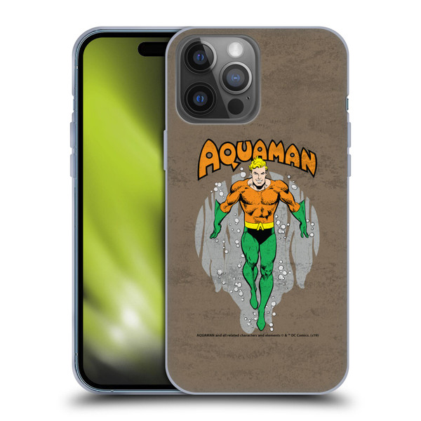 Aquaman DC Comics Fast Fashion Classic Distressed Look Soft Gel Case for Apple iPhone 14 Pro Max