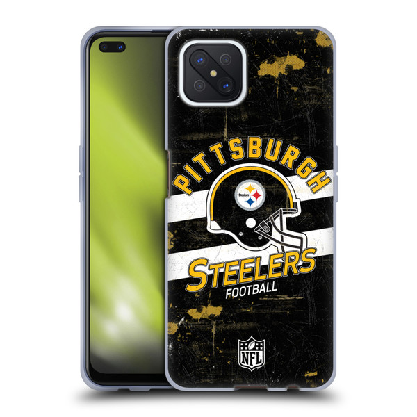 NFL Pittsburgh Steelers Logo Art Helmet Distressed Soft Gel Case for OPPO Reno4 Z 5G