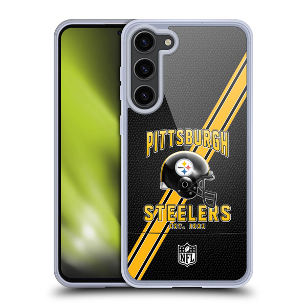 NFL Pittsburgh Steelers Logo Art Football Stripes Soft Gel Case for Samsung Galaxy S23+ 5G