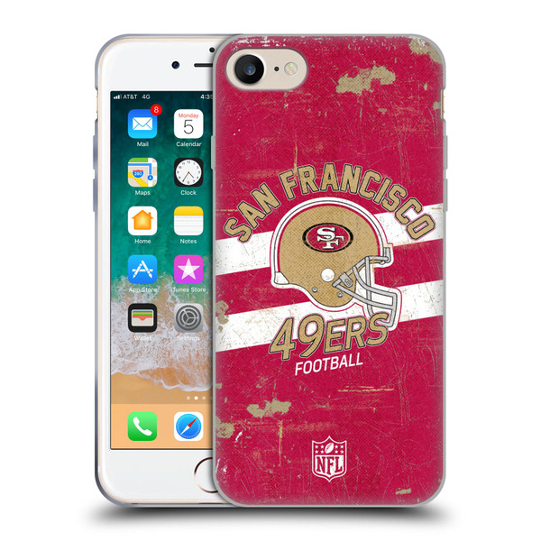 NFL San Francisco 49ers Logo Art Helmet Distressed Soft Gel Case for Apple iPhone 7 / 8 / SE 2020 & 2022