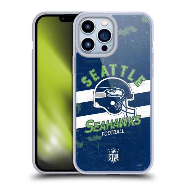 NFL Seattle Seahawks Logo Art Helmet Distressed Soft Gel Case for Apple iPhone 13 Pro Max